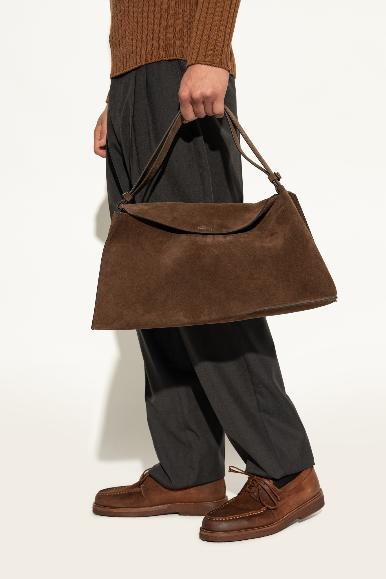バッグ STUDIO NICHOLSON SHIBORU SUEDE BAG Shiboru Suede Bag in Cocoa– Studio Nicholson